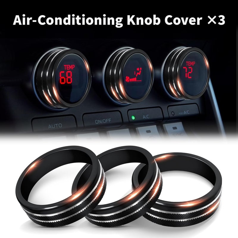 Polodunn Interior Accessories Compatible with Toyota GR86 2021 2022 2023 2024 2025 & BRZ - A/C, Vol Tune, Rearview Mirror Knob Cover, Push Start Button Ring, Aluminum Alloy Decorative 7Pcs/Set (Black) - Image 2